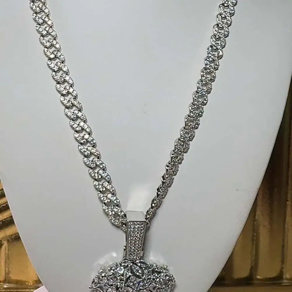 Iced Jesus Face Pendant Necklace 019 F